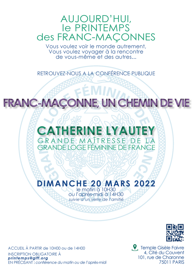 20 mars 2022 Conférence publique Franc maçonne un chemin de vie