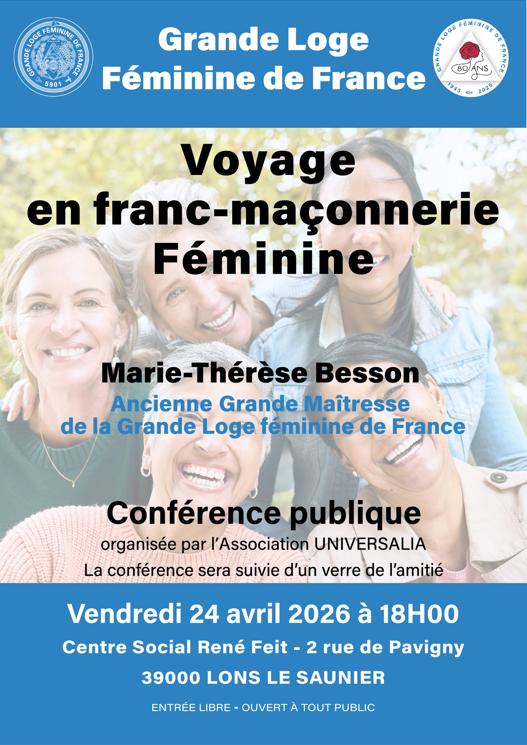 Lons-le-Saunier (39) - Voyage en franc-maçonnerie féminine - 24 avril 2026 à 18h